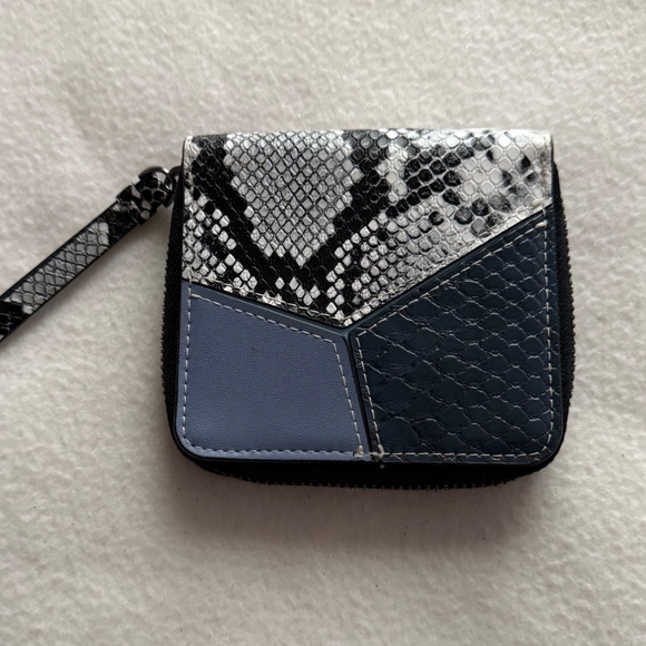 Chico's Wallet - blue, white, black, reptile embossed, square, zippered - Picture 3 of 4